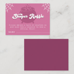Groovy Typography Halloween Girl Diaper Raffle Informatiekaartje