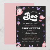 Groovy Typography & Pink Ghost Girl Baby shower Kaart (Voorkant / Achterkant)