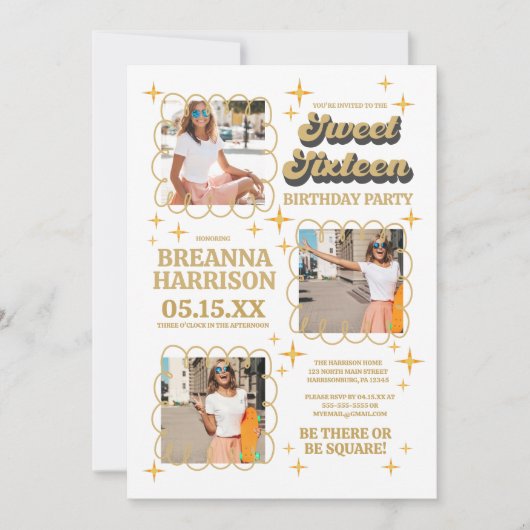 Groovy Typography Retro 70's Sweet Sixteen Kaart (Voorkant)