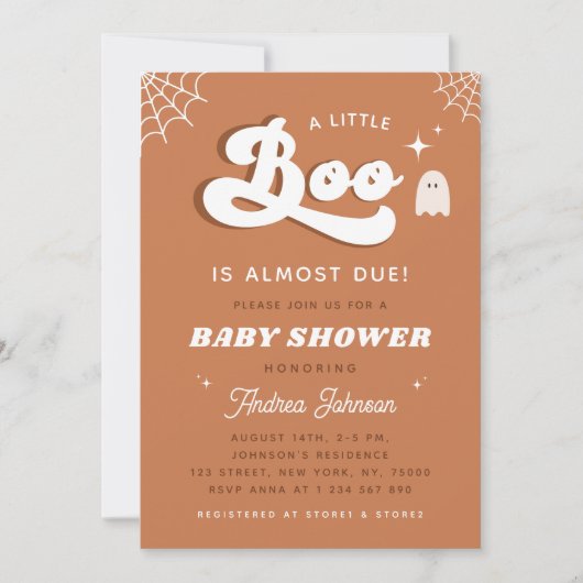 Groovy Typography Retro Ghost Baby shower Party Kaart (Voorkant)