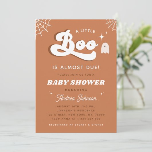 Groovy Typography Retro Ghost Baby shower Party Kaart (Staand voorkant)