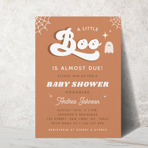 Groovy Typography Retro Ghost Baby shower Party Kaart