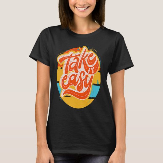 Groovy u201CTake it easyu201D retro funky T-shirt (Voorkant)