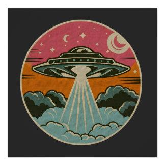 Groovy Ufo Beam Perfect Poster