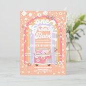 Groovy uitnodiging voor 1e verjaardag (Staand voorkant)