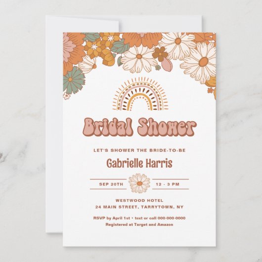 Groovy Uitnodiging voor Bruidsfeest (Voorkant)