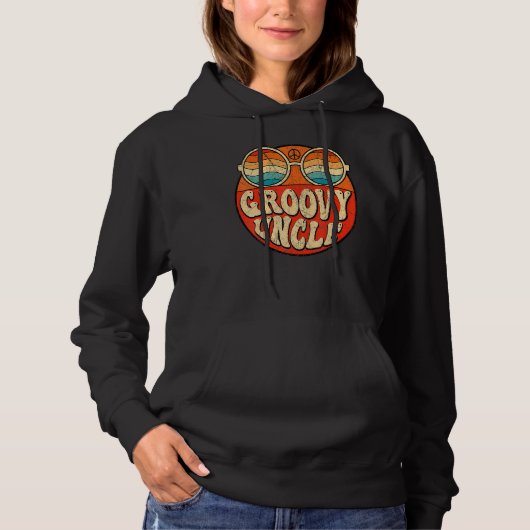 Groovy Uncle 70s Aesthetic Nostalgia 1970's Retro  Hoodie (Voorkant)