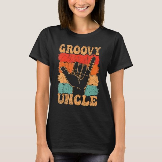 Groovy Uncle 70s Aesthetic Nostalgia 1970's Retro  T-shirt (Voorkant)
