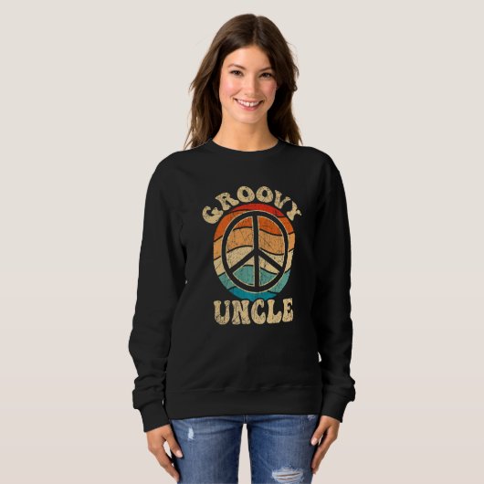 Groovy Uncle 70s Aesthetic Nostalgia 1970's Retro Trui (Voorkant volledig)