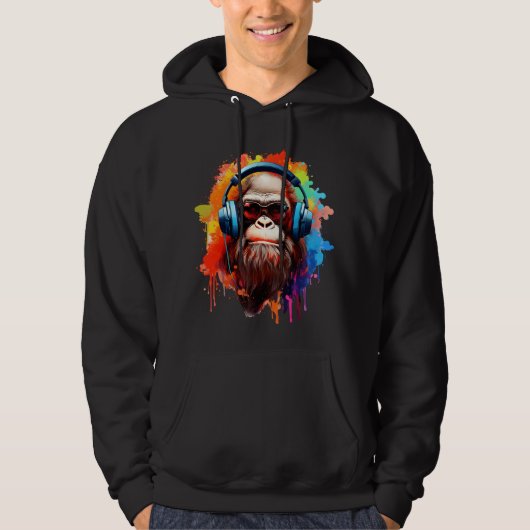 Groovy Urban Ape in Tunes Hoodie (Voorkant)