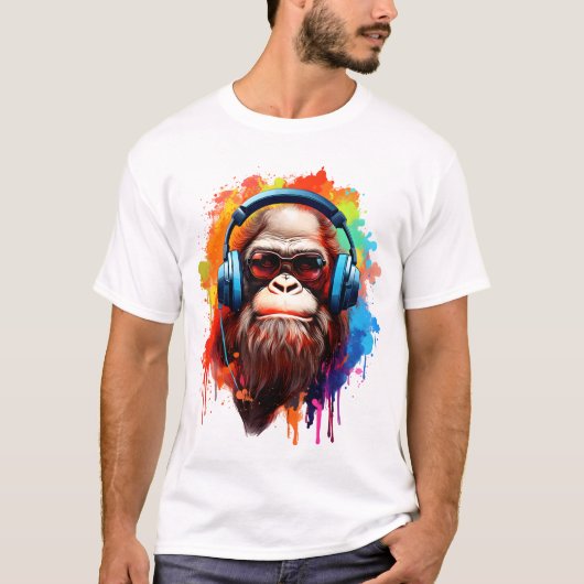 Groovy Urban Ape in Tunes T-shirt (Voorkant)