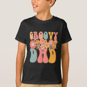Groovy Vader Retro Vader-dag Kleurrijk Vredesteken T-shirt