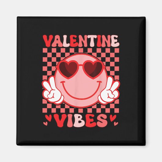 Groovy Valentijn Vibes Valentijnsdag Shirten voor Magneet (Voorkant)