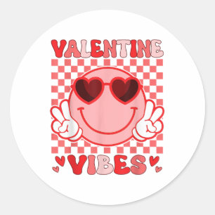 Groovy Valentijn Vibes Valentijnsdag Shirten voor  Ronde Sticker