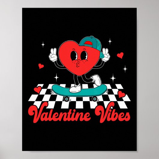 Groovy Valentijns Vibes Cute Hart Voor Jongens Kop Poster (Voorkant)