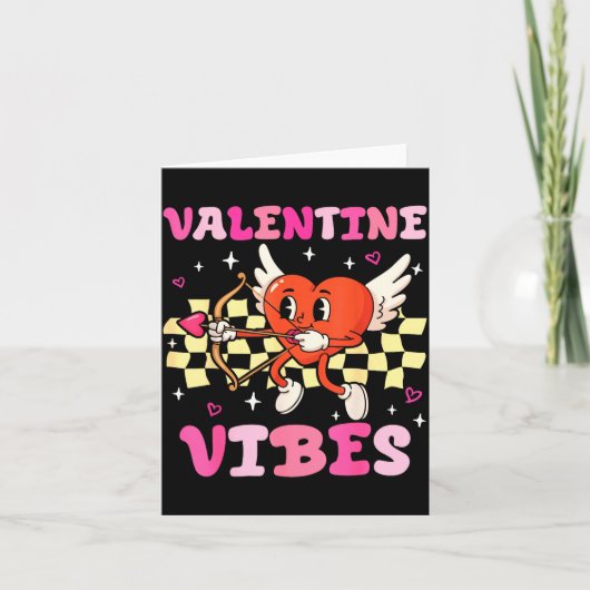 Groovy Valentijns Vibes Hart Cud Vrouwen Mannen  Kaart (Voorkant)