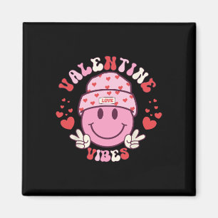 Groovy Valentijns Vibes Smile Face Valentijnsdag G Magneet