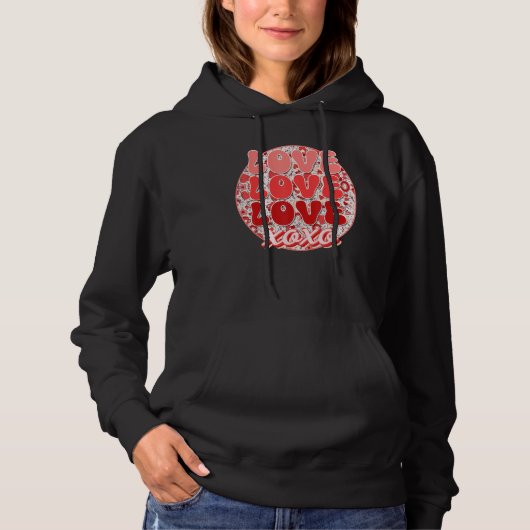 Groovy Valentijnsdag Liefde Retro Koffie Hart Flo Hoodie (Voorkant)