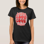 Groovy Valentijnsdag Liefde Retro Koffie Hart Flo T-shirt (Voorkant)