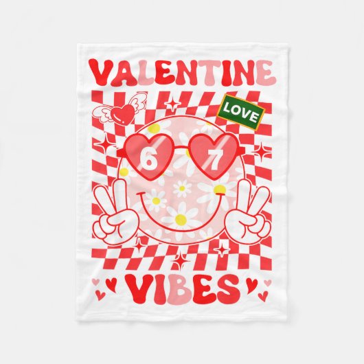 Groovy Valentine Vibes Happy Valentine's Day Girl  Fleece Deken (Voorkant)