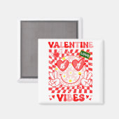 Groovy Valentine Vibes Happy Valentine's Day Girl  Magneet (Voorkant / Achterkant)