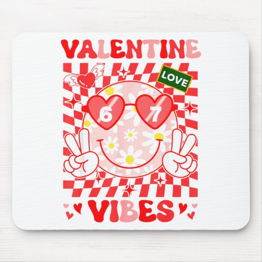 Groovy Valentine Vibes Happy Valentine's Day Girl Muismat (Voorkant)