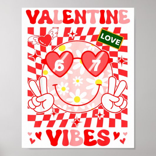 Groovy Valentine Vibes Happy Valentine's Day Girl  Poster (Voorkant)