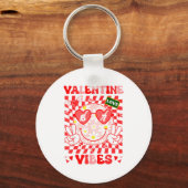 Groovy Valentine Vibes Happy Valentine's Day Girl  Sleutelhanger (Voorkant)