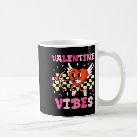 Groovy Valentine Vibes Heart Cud Women Men Koffiemok (Rechts)