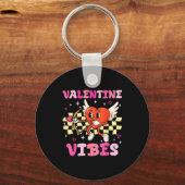Groovy Valentine Vibes Heart Cud Women Men Sleutelhanger (Voorkant)
