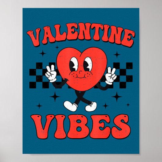 Groovy Valentine Vibes Heart Peace Valentines Day  Poster (Voorkant)