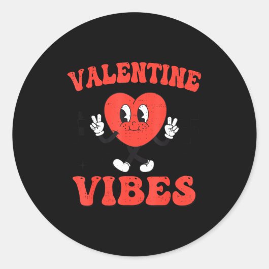 Groovy Valentine Vibes Heart Peace Valentines Day  Ronde Sticker (Voorkant)