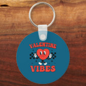 Groovy Valentine Vibes Heart Peace Valentines Day Sleutelhanger (Voorkant)