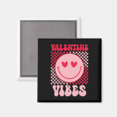 Groovy Valentine Vibes Valentines Day For Girl Wom Magneet (Voorkant / Achterkant)