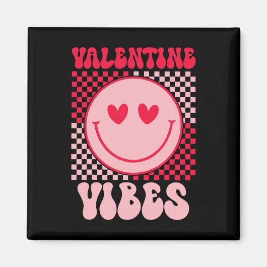 Groovy Valentine Vibes Valentines Day For Girl Wom Magneet (Voorkant)
