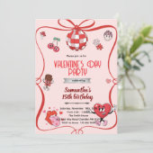 Groovy valentines day party invitation  kaart (Staand voorkant)