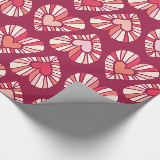 Groovy van de jaren 70 Retro-stijl Heart Pattern Cadeaupapier (Hoek)