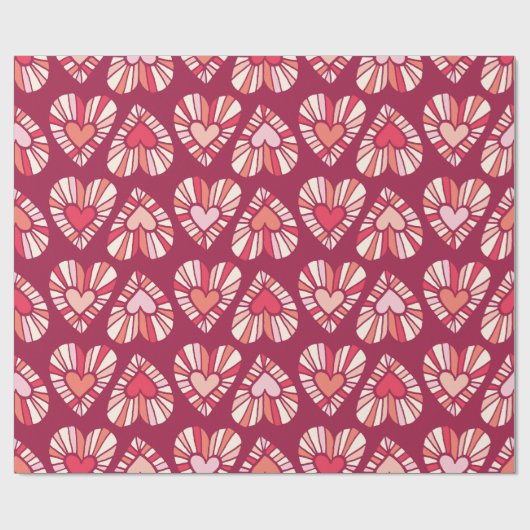 Groovy van de jaren 70 Retro-stijl Heart Pattern Cadeaupapier (Vlak)