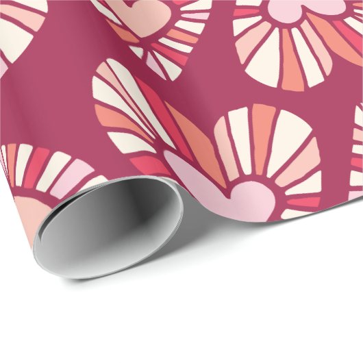 Groovy van de jaren 70 Retro-stijl Heart Pattern Cadeaupapier (Rol Hoek)