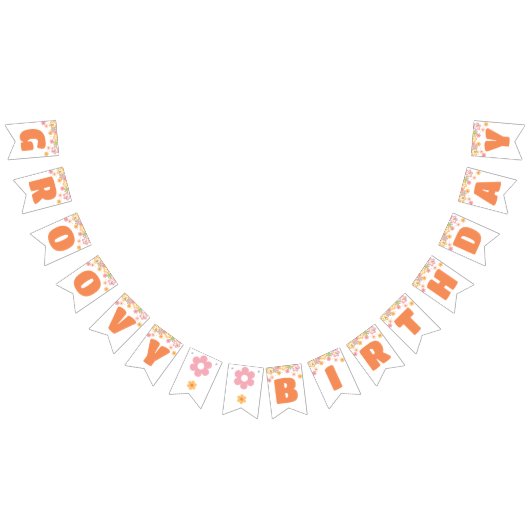 Groovy verjaardag Daisy Hippie verjaardag Vlaggetjes (Alle)