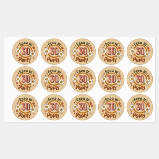 Groovy Verjaardag Eten & Drinken Labels (Vel)