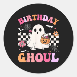 Groovy Verjaardag Ghoul Spooky Seizoen Halloween G Ronde Sticker
