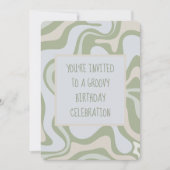 Groovy Verjaardag in Sage Groene Uitnodiging (Voorkant)