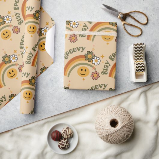 Groovy Verjaardag Retro Inpakpapier (Crafts)