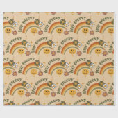 Groovy Verjaardag Retro Inpakpapier (Vlak)