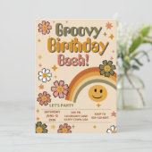 Groovy Verjaardagsfeest Uitnodiging (Staand voorkant)