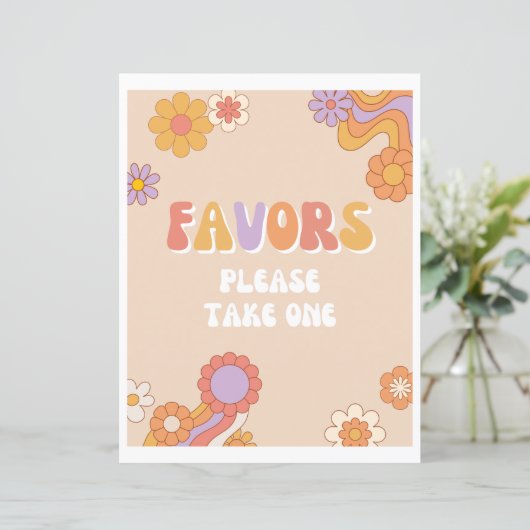 Groovy verjaardagsfeestje gunsten teken (Staand voorkant)