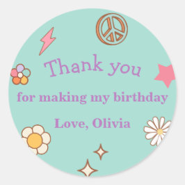 Groovy verjaardagsfeestje ronde sticker