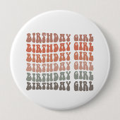 Groovy Verjaardagsmeisje Ronde Button 4,0 Cm (Voorkant)