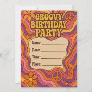 Groovy verjaardagsuitnodiging kaart